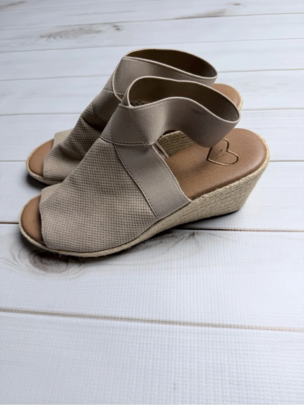 Madeline Taupe Beige Espadrille Wedge Sandals